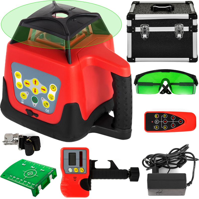 360° Rotary Laser Level Kit Self-Leveling 500M Range Measurement Instruments Construction Tools for Outdoor Industry Use