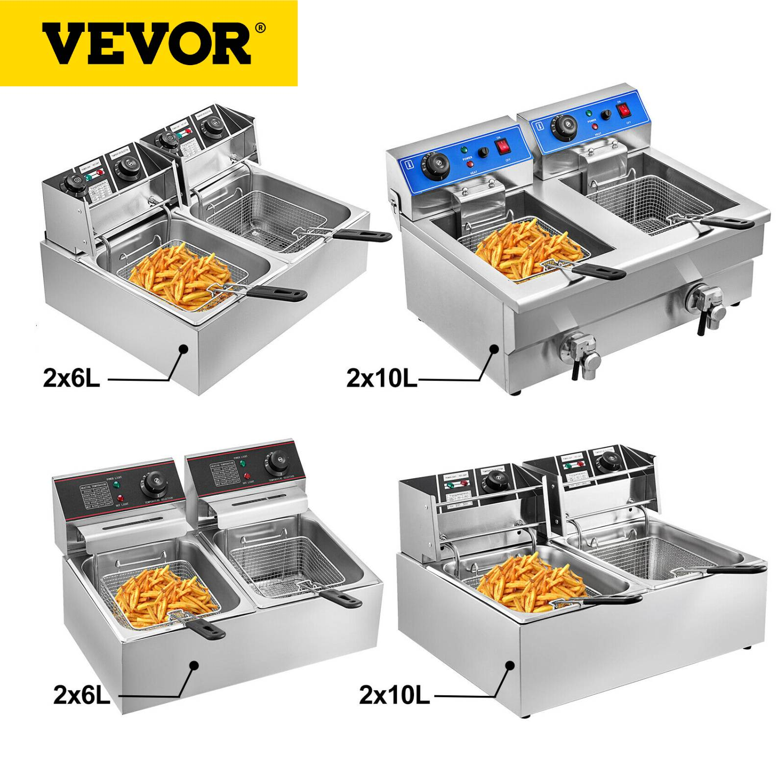 Commercial Electric Deep Fryers 12L 20L for Fast Food Restaurant Fried Chicken Stands Frying Chips French Fries Pork Chops