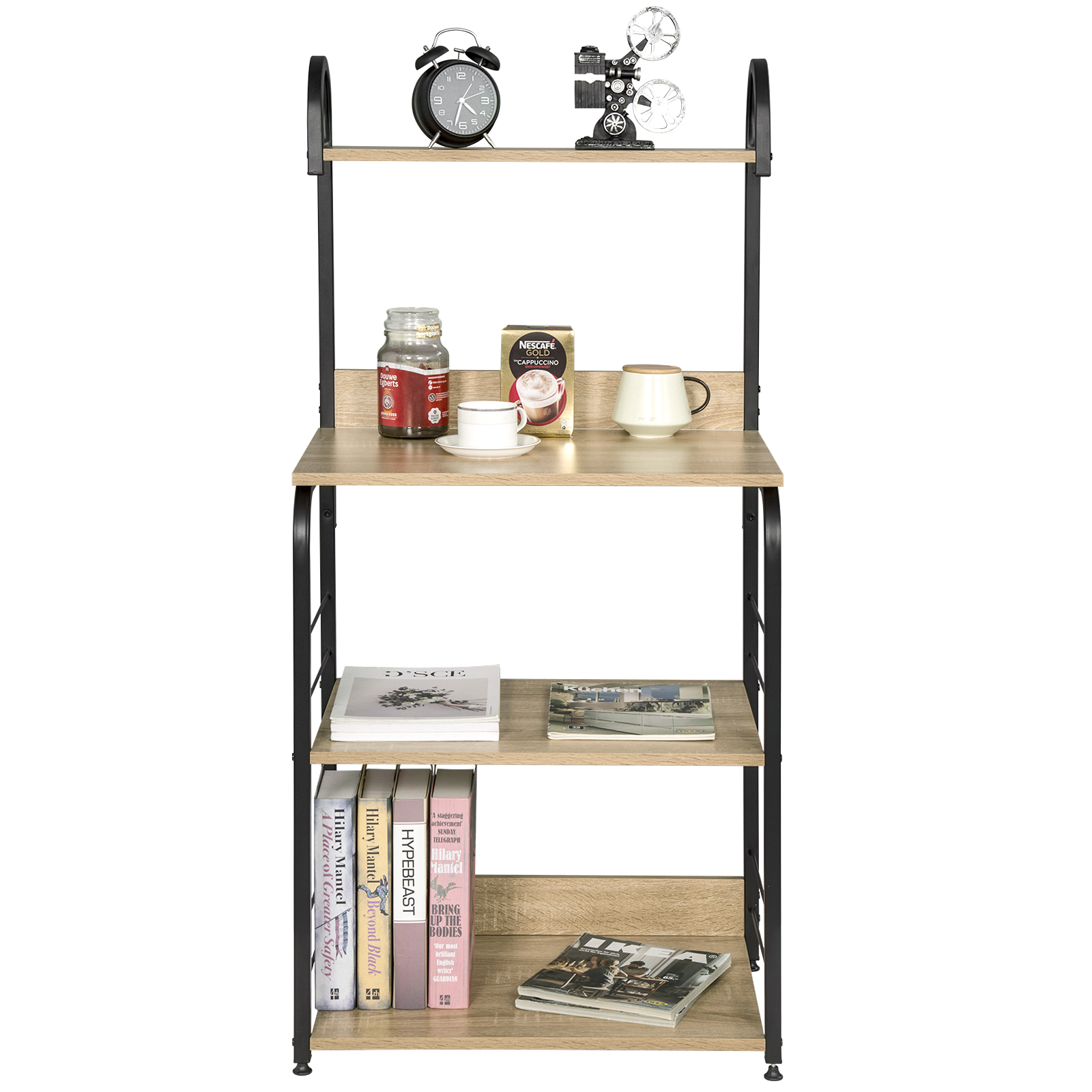 Metal Bookshelf Multifunctional Storage Rack Microwave Oven Shelf Kitchen Bathroom Shelf Household Storage Rack 60X40X125, 5Cm