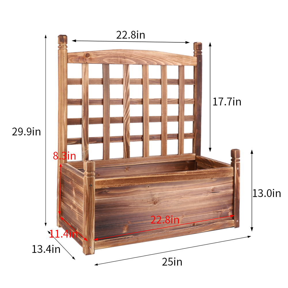 Large Wood Planter Free Standing Plant Raised Bed with Trellis for Garden Yard