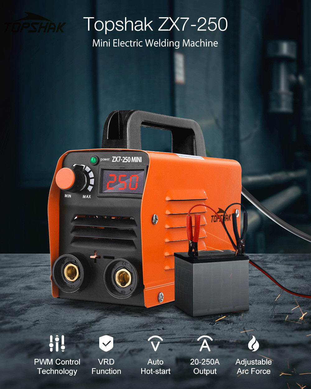 ZX7-250 250A 220V Mini Electric Welding Machine Portable Digital Display MMA DC Inverter ARC Welder Weld Equipment