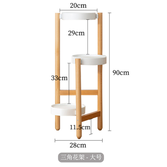 Nordic Solid Wood Bedroom Garden Flower Pot Rack Indoor Balcony Living Room Floor Type Plant Shelf Hotel Lobby Cafe Plant Stands