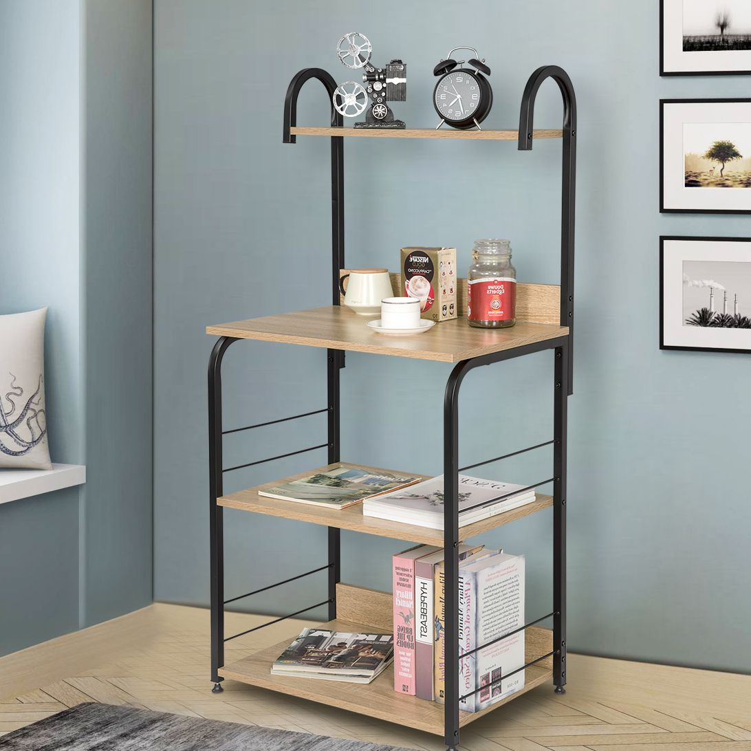 Metal Bookshelf Multifunctional Storage Rack Microwave Oven Shelf Kitchen Bathroom Shelf Household Storage Rack 60X40X125, 5Cm