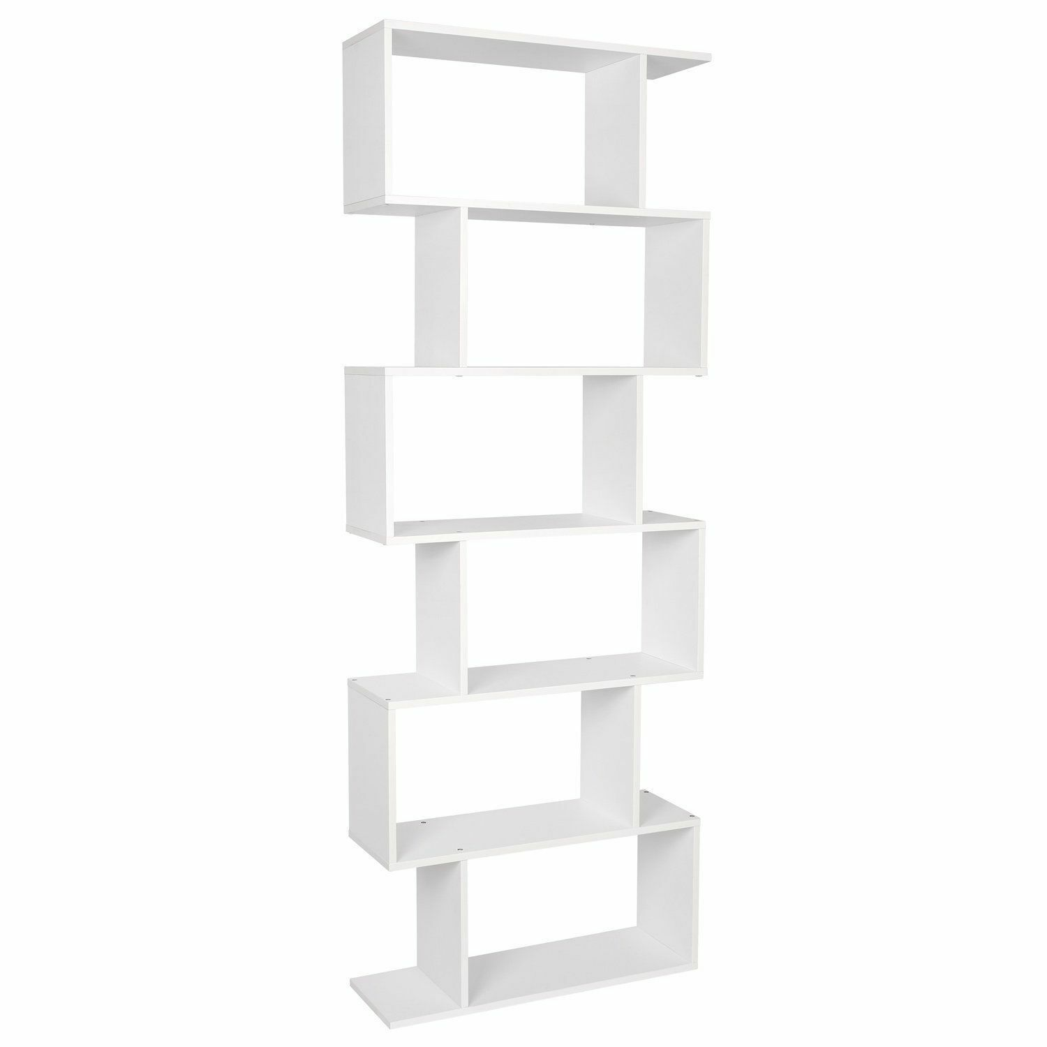 Wooden Bookshelf 6 Tier Storage Shelf S Shape Bookcase Display Shelving Unit