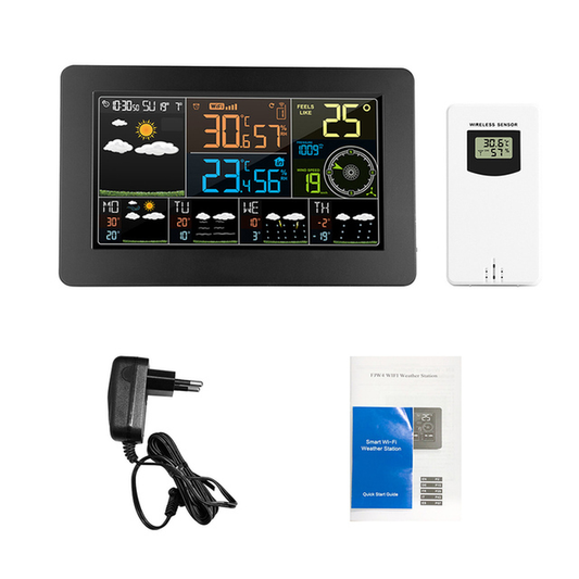 Wifi Weather Station APP Control Smart Weather Monitor Indoor Outdoor Temperature Humidity Barometric Wind Speed Functions