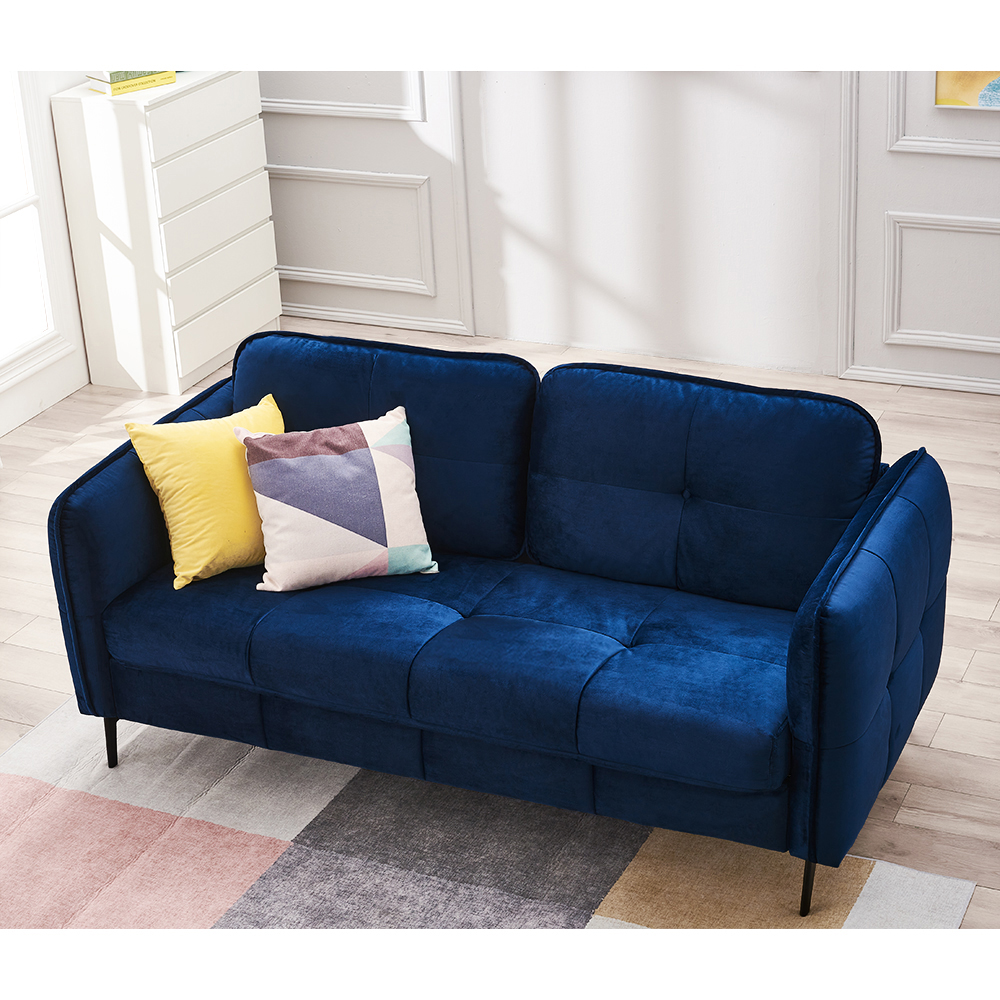 Velvet Sofa Living Room Lounge Sofa Couch Armrest Corner Sofa Woven Blue