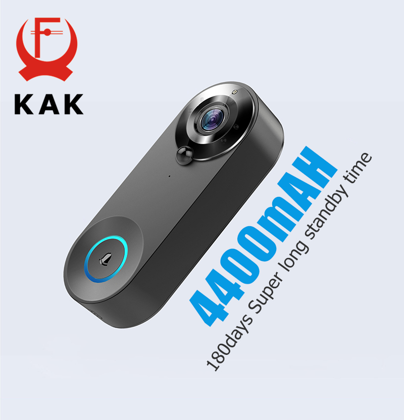 KAK Wireless Wifi Video Doorbell Camera Smart Door Viewer Peephole 1080P HD PIR Motion Detection Night Vision Visual Intercom