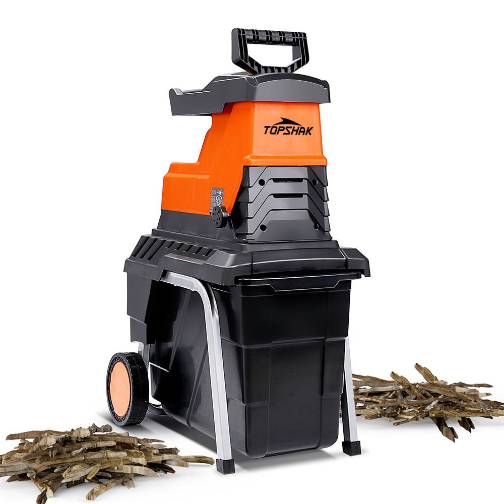 Electric Plant Shredder 2800W Plant Branch Shredder 45MM Max Cutting Diameter 55L Garden Shredder with Wheels and Push Rod