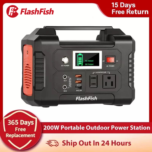 110V Outdoor Energy Power Supply Charging Portable Power Station Flashfish 40800Mah Solar Generator 200W for Camping Emergency