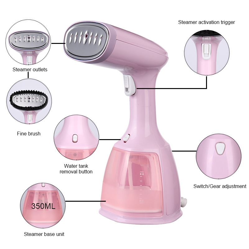 Steam Iron Garment Steamer Handheld Fabric 1500W Travel Vertical 280Ml Mini Portable Home Travelling for Clothes Ironing