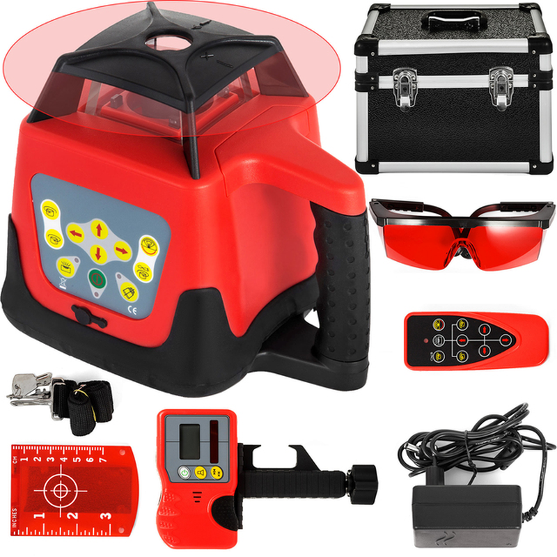 360° Rotary Laser Level Kit Self-Leveling 500M Range Measurement Instruments Construction Tools for Outdoor Industry Use