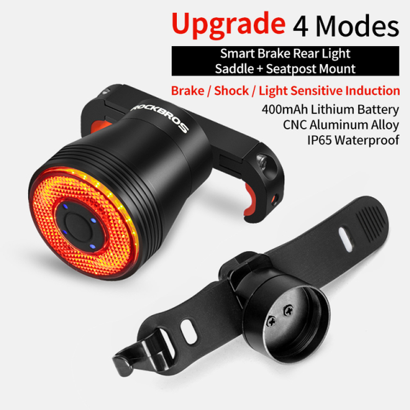 Smart Bicycle Rear Light Auto Start/Stop Brake Sensing Ipx6 Waterproof LED USB Rechargeable Flashlight Bike Accessories