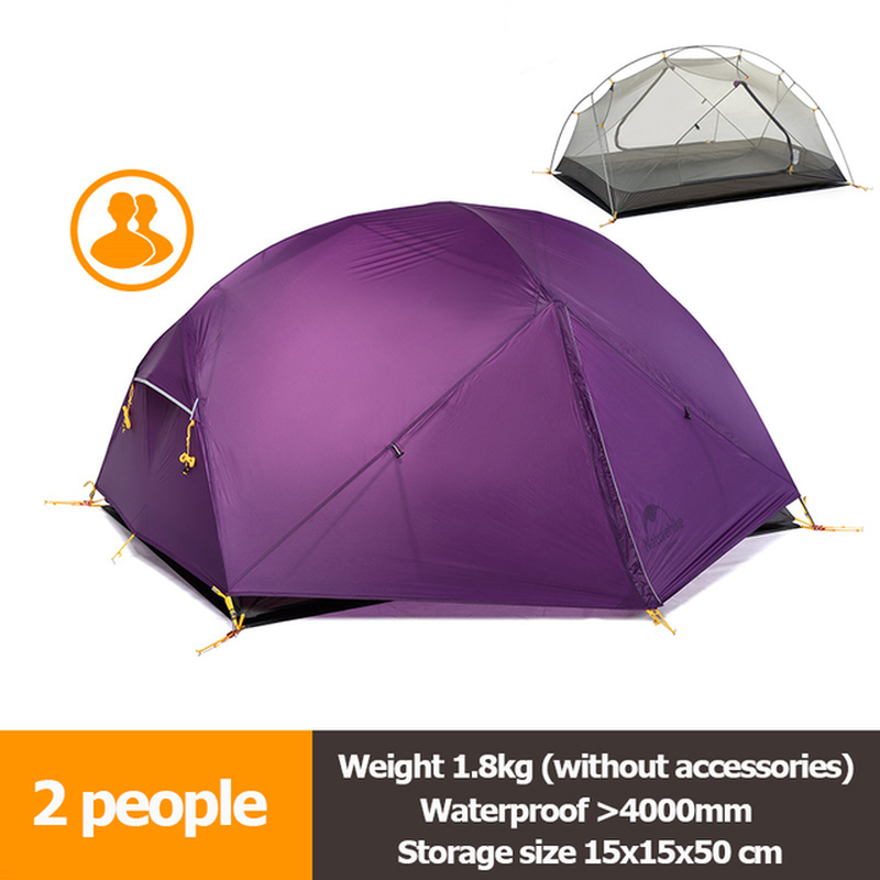 Mongar 2 Camping Tent Ultralight Outdoor 3 Season Waterproof 20D Nylon Hiking Tent 2 Person Backpacking Tent