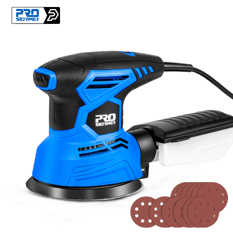 300W Random Orbital Electric Sander Machine with 21Pcs 125Mm Sandpapers 120V/240V Strong Dust Collection Polisher by