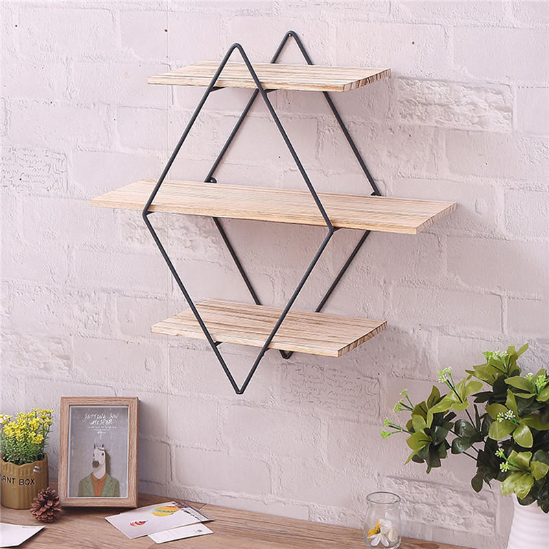 NEW 50X50X19Cm Shelf Storage Iron Art Wooden Retro Wall Bookcase Cabinet Door Coat Hanger Storage Rack Organizer