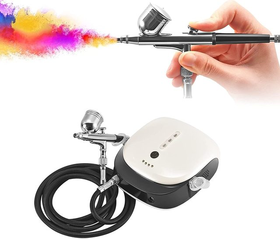 EU US Stock Mini Airbrush Gun Set with Air Compressor Pressure Adjustment Dual Action Airbrush Kit for Painting,Cake,Craft,Etc