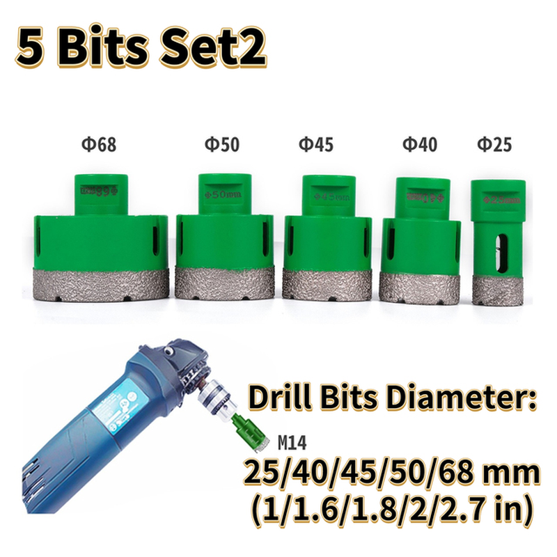 Diamond Hole Saw Drill Bit & 1.4Mm Thickness Blade M14 Mounting Thread W/ Case for Drilling Tile Granite Marble Porcelain