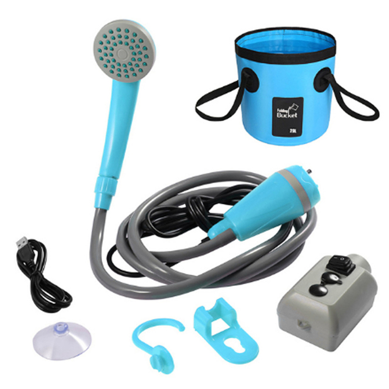 Portable Camping Shower with 20L Collapsible Water Bucket Outdoor Shower Pump Rechargeable Shower Head for Camping Traveling