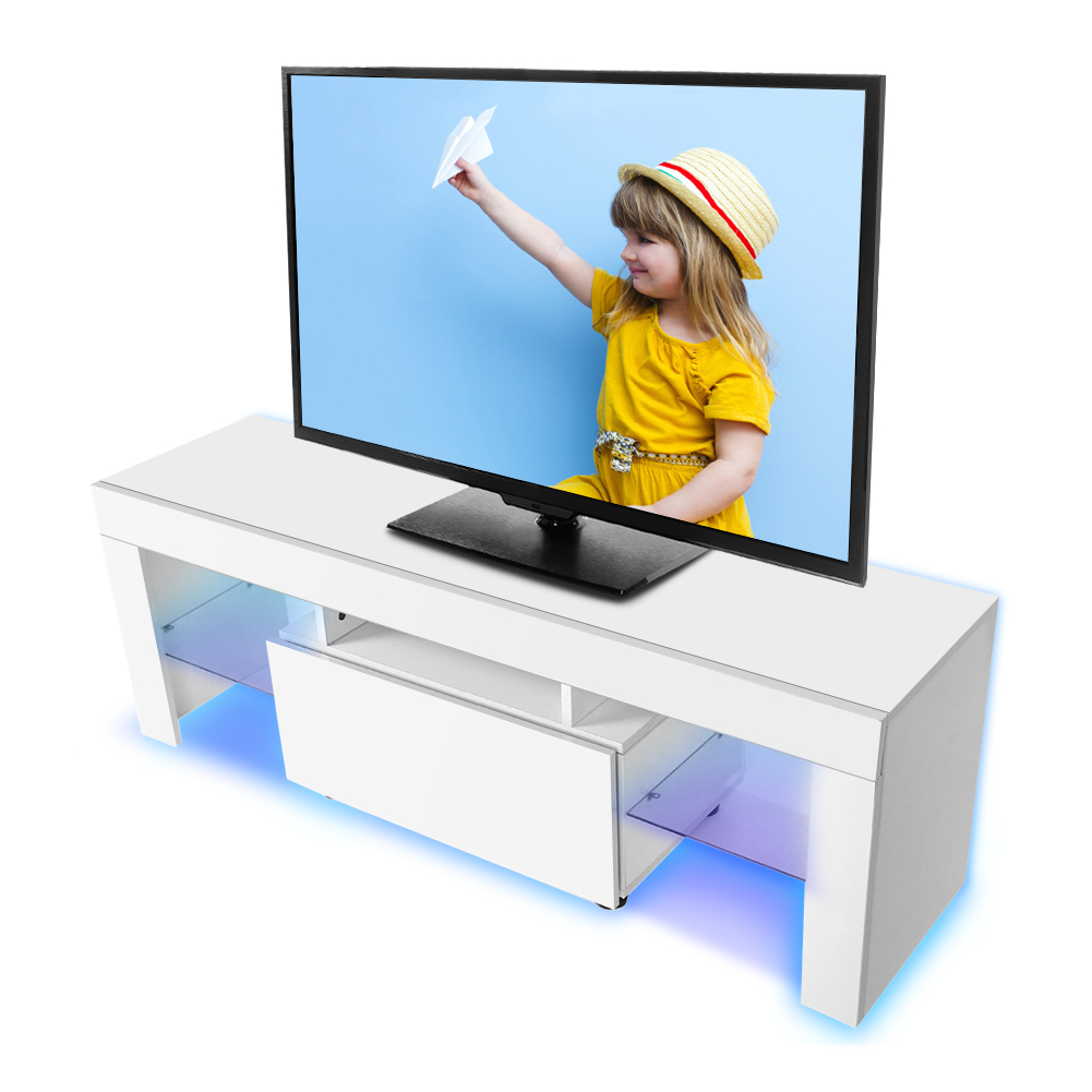 Modern TV Cabinet Unit Entertainment Stand with LED Strip Remote Control Home Decor TV Table Stand