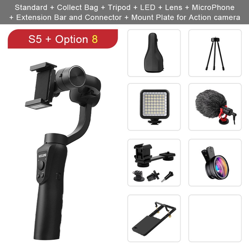 KEELEAD Original S5 3 Axis Gimbal Handheld Stabilizer for Video Record Vlog Live for Mobile Smartphone Action Camera Gopro