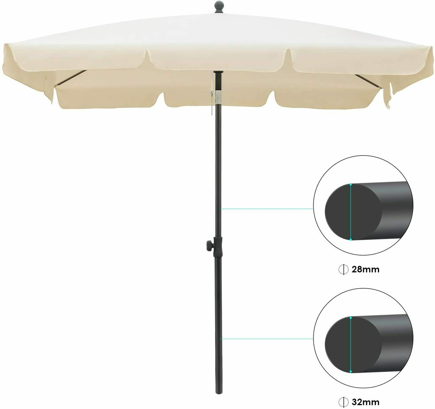 Rectangular Parasol Canopy Sun Umbrella Keep Cool UV Protection Foldable for Patio Household Market Outdoor Umbrella Rainproof