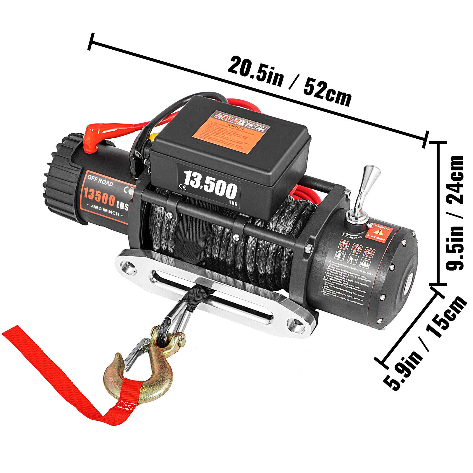 4x4 Winch Synthetic Rope, 12v 13500lbs Electric Winch