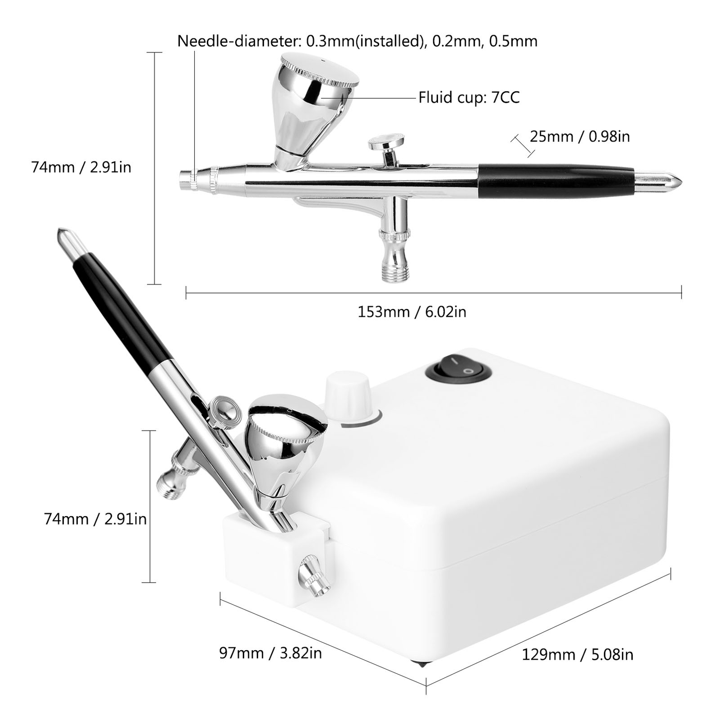 Kkmoon Dual Action Airbrush Mini Air Compressor Set Gravity Feed Air Brush Kit for Art Painting Tattoo Air Brush Nail Tool Set