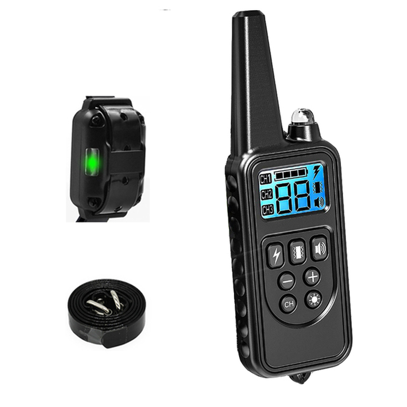 800M Remote Contro Electric Dog Training Collar Pet Rechargeable Waterproof with LCD Display for All Size Shock Vibration Sound