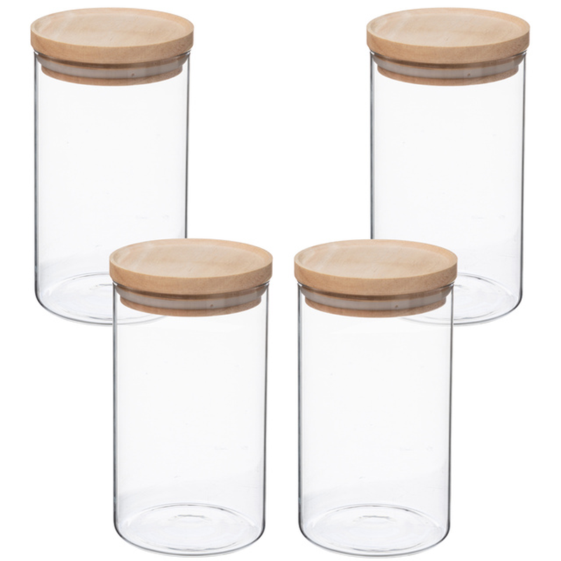 Glass Jars with Wooden Lid or Stainless Steel  Hermetics to Store Any Product