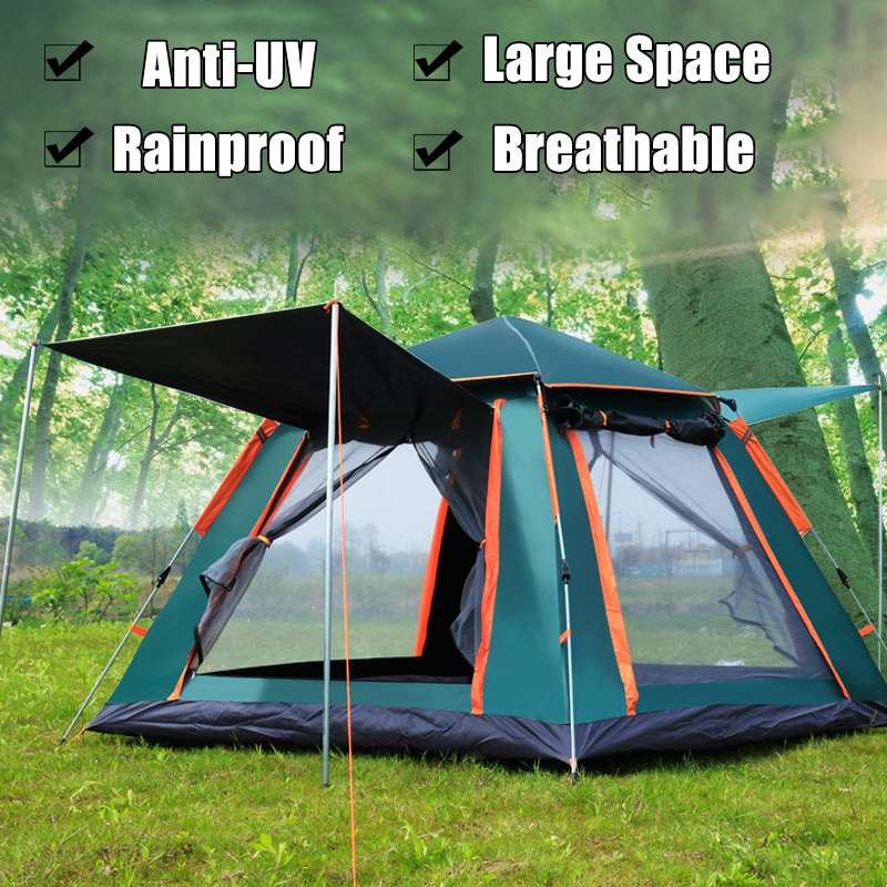 3-4 Persons Automatic Tent Outdoor Camping Tent Double Layer Waterproof Easy Instant Setup Protable Backpacking for Sun Shelter