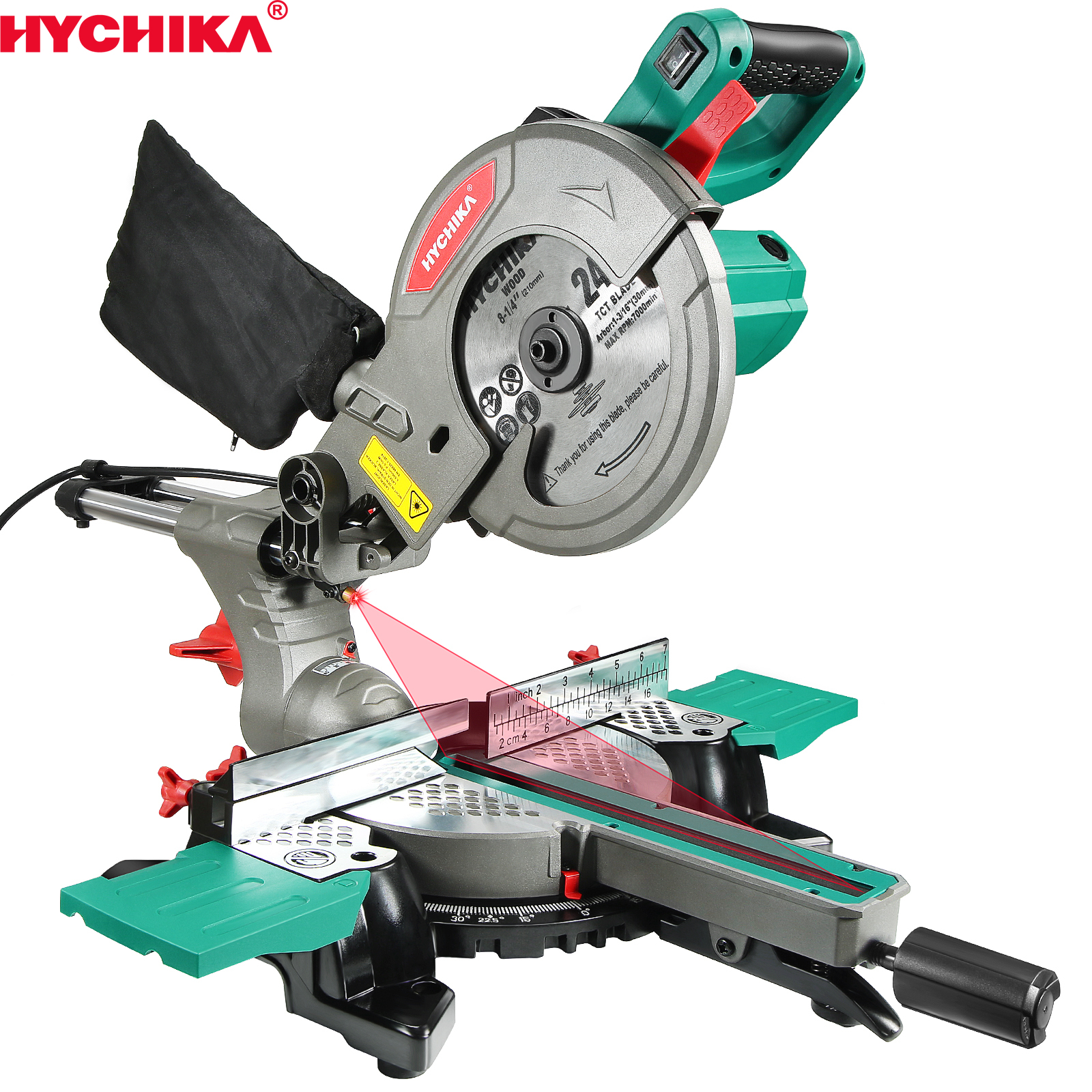 Miter Saw 1500W  Woodworking Electric Saw 230Mm Cutting Width with Cutting Edges Laser Quick Adjustment Table Saw Tools