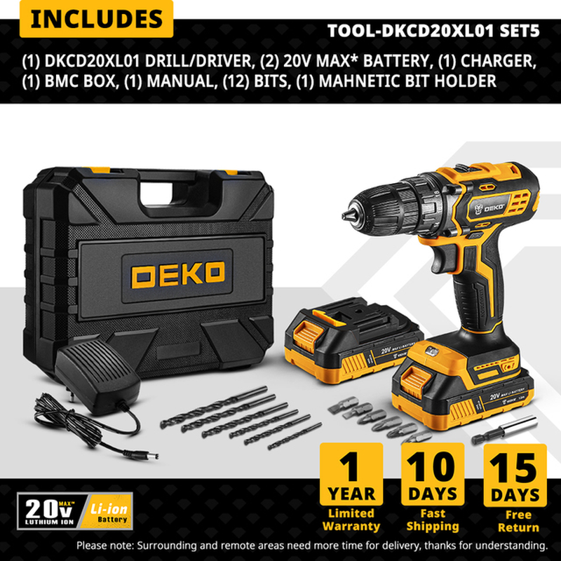 20V MAX Cordless Drill Power Tools Wireless Drills Rechargeable Drill Set for Electric Screwdriver Battery Driller Tool