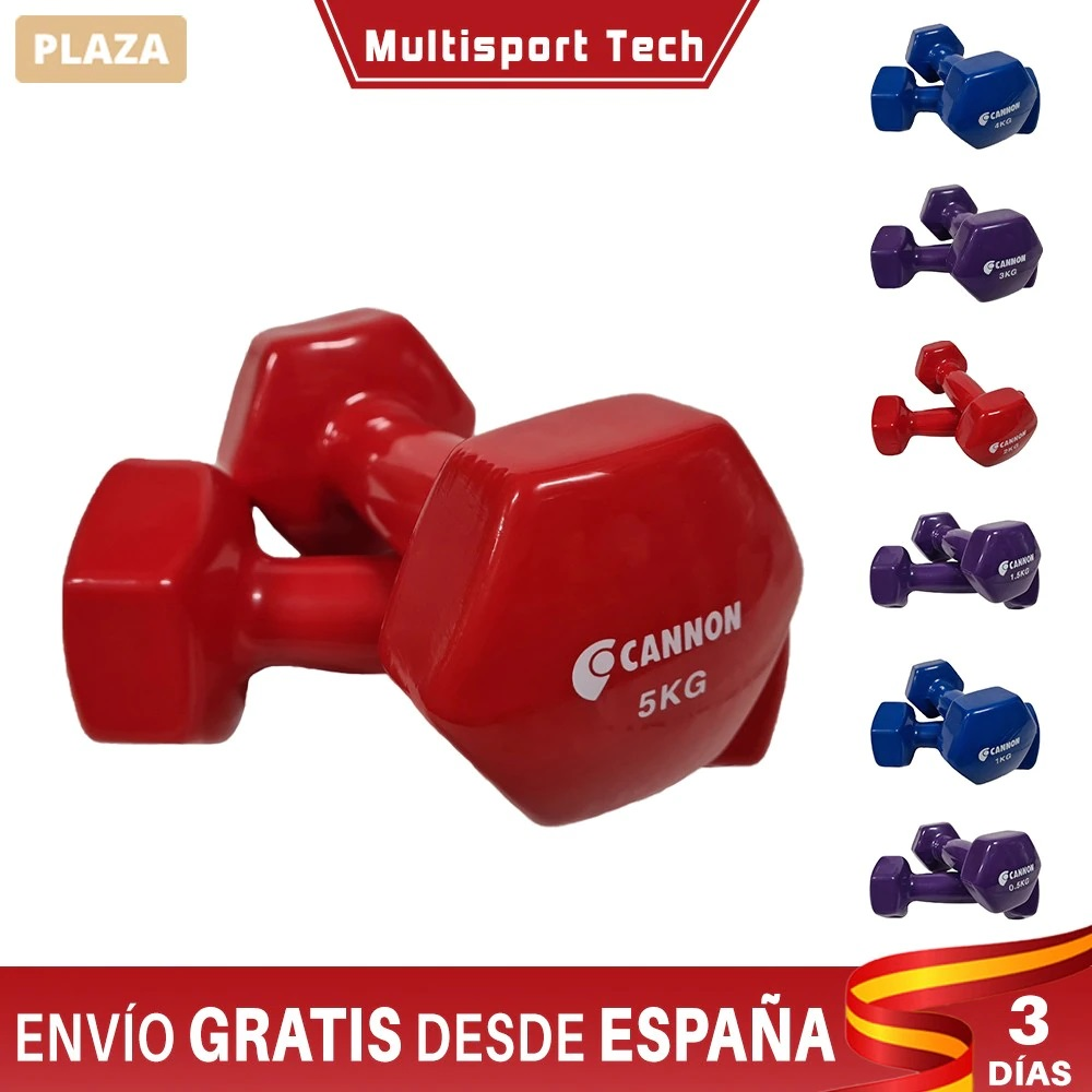 Set of Two Vinyl Weights, 1, 1.5, 2, 3, 4, 5Kg, Gym Dumbbell Set for Fitness and Muscle Training, Vinyl Hexagonal Weights, Sport Material.