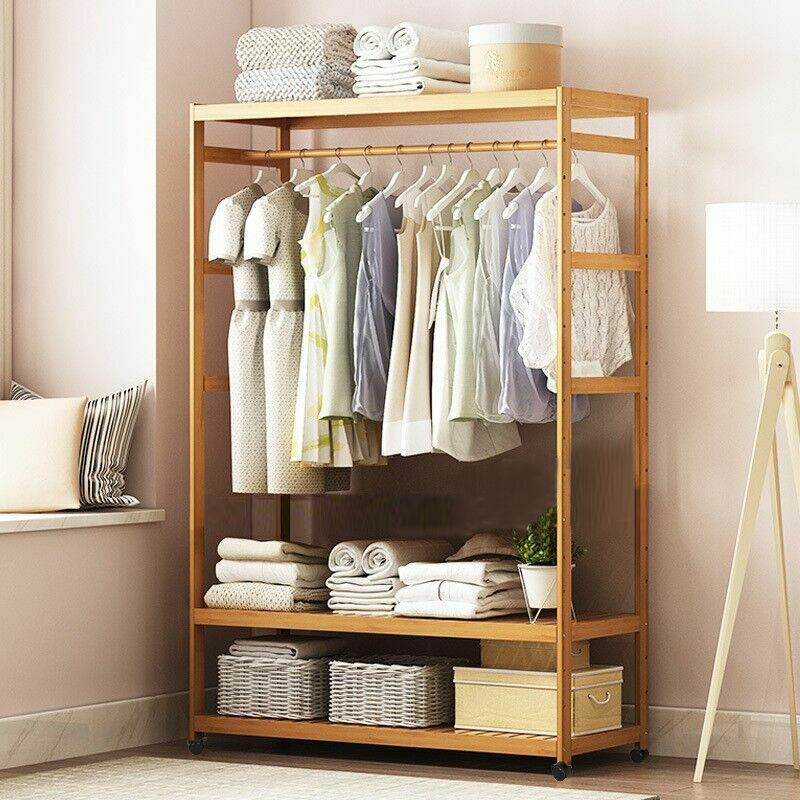 Rolling Clothes Racks Garment Racks Hanging Heavy Duty with Shoe Clothing Storage Organizer Shelves