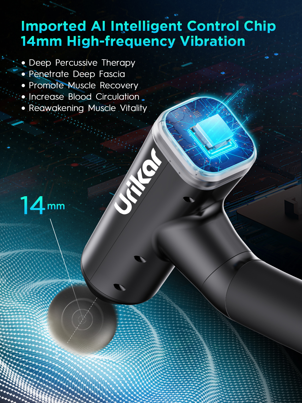 Deep Tissue High Frequency Massage Gun 14Mm Percussion Muscle Massager Athletes Relax Massager 45 Lbs Stall Force Therapy Gun