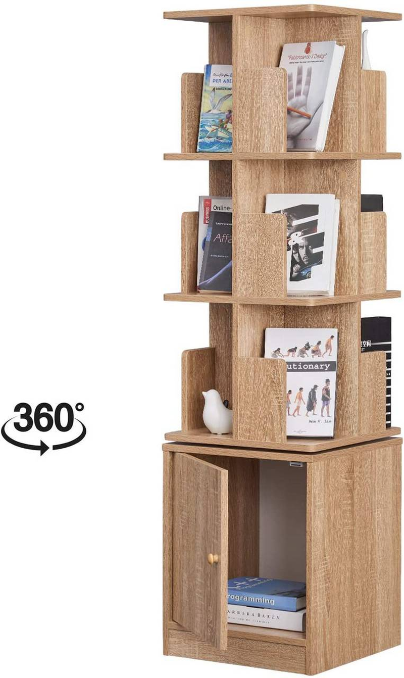 Bookshelf 3 Level Storage Shelf with Cabinet Made of MDF Light Oak