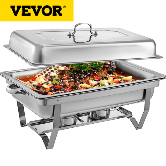 Chafing Dishes Buffet Stove Food Warmer 9L / 8 Quart Stainless Steel Foldable for Self-Service Restaurant Catering Parties