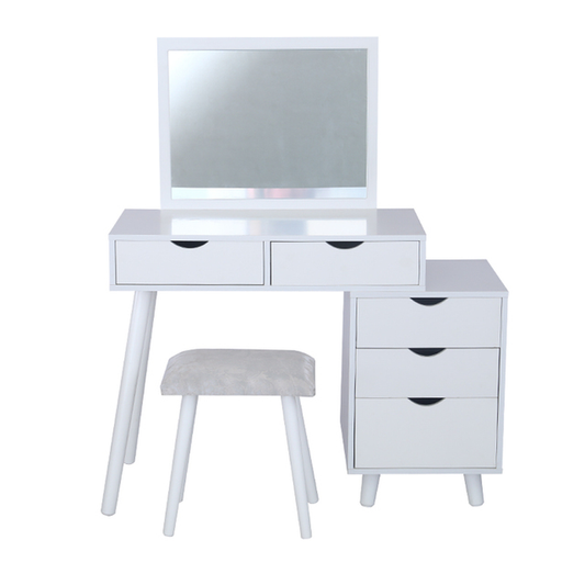 80*40*125Cm Dressing Table with Mirror and Stool 5 Drawers Removable Dressing Table for Bedroom Furniture Bedside Cabinet HWC