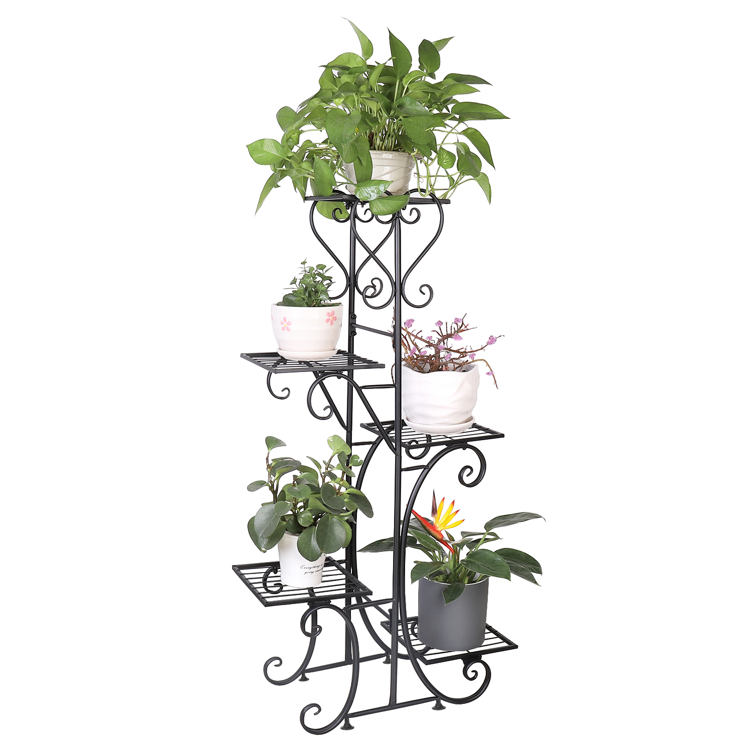 5 Tiered Tall Plant Stand Indoor Iron Planter Shelf Rack Garden Metal Flower Pots Display Holder Outdoor