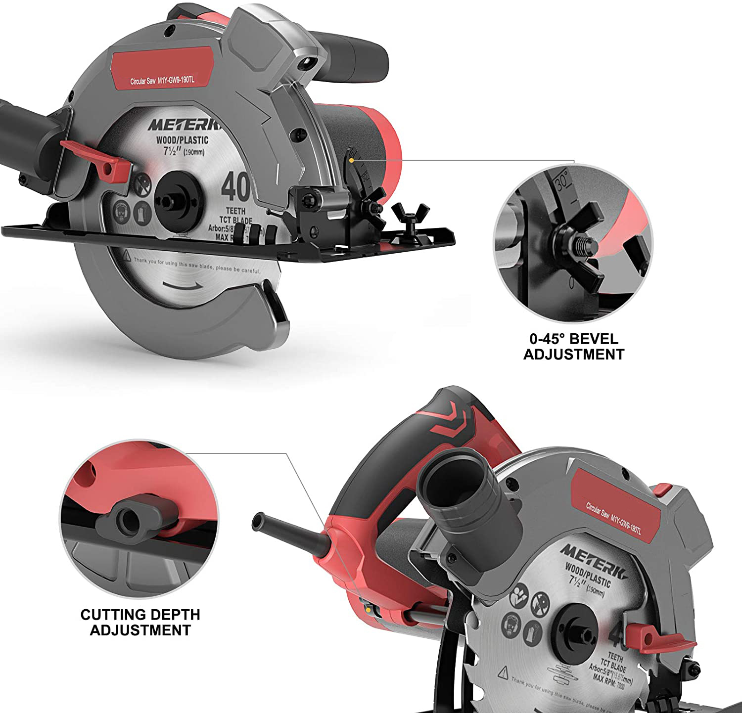 1500W Electric Saw 230-240V 190Mm Corded Circular Saw Aluminum Body Portable Woodworking Electric Saw Table Saw