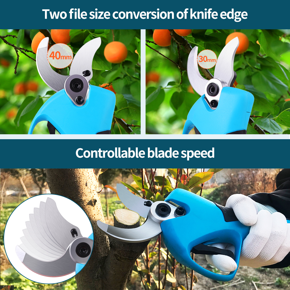 40MM Electric Pruning Shears Cordless Pruner Tree Bonsai Rechargeable Pruning Shears Garden Power Tool 21V Battery Cutter