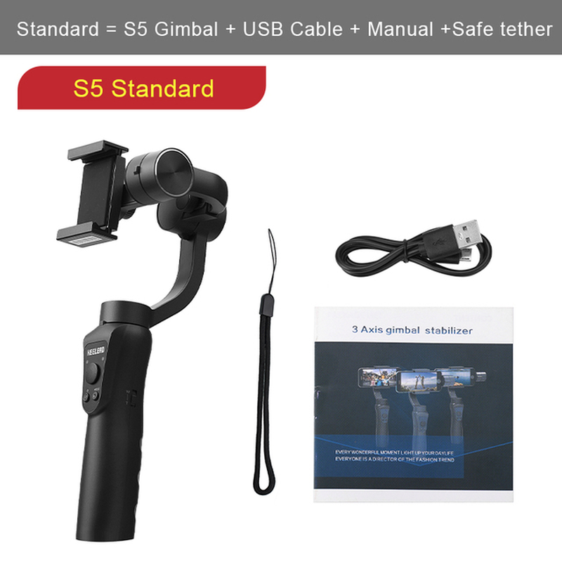 KEELEAD Original S5 3 Axis Gimbal Handheld Stabilizer for Video Record Vlog Live for Mobile Smartphone Action Camera Gopro