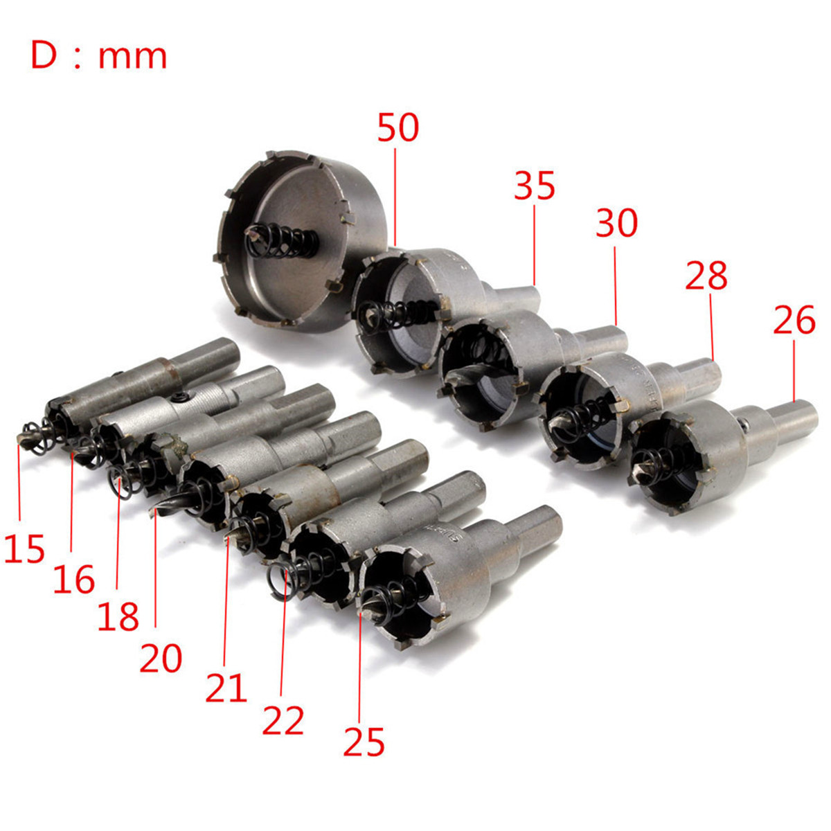 12Pcs 15Mm-50Mm Metal Hole Saw Tooth Kit Drill Bit Set Stainless Steel Alloy Wood Cutter Universal Metal Cutter Tool