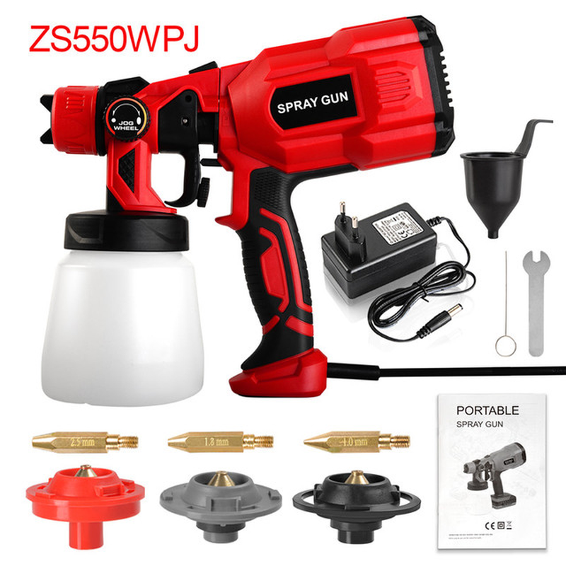 Electric Paint Spray Gun Tools 18V 550W 3 Nozzle Large Capacity Home Garden Portable Painting Sprayer Gun Airbrush