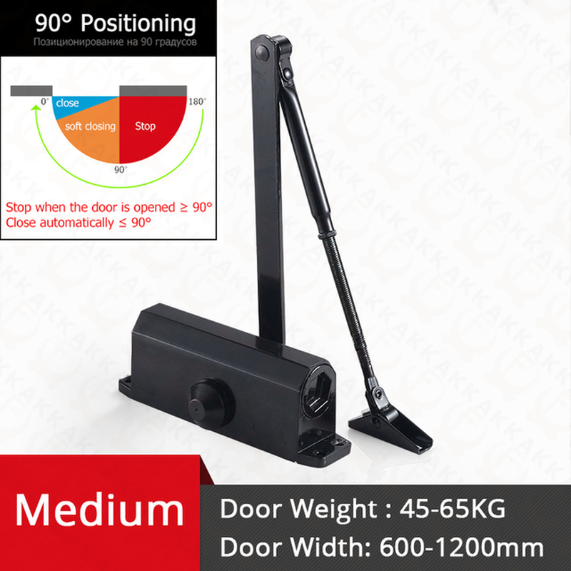 Automatic Door Closer 2 Spring Hydraulic Buffer Adjustable Door Stopper Speed Mute Closing for 25 to 80KG Door Hardware