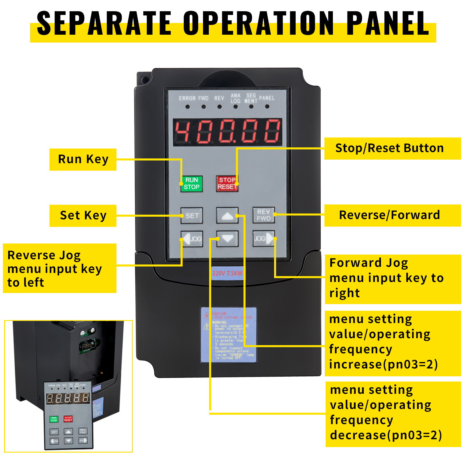 VEVOR VFD Frequency Inverter 1.5/2.2/3.0/4.0/7.5KW 220V 3 Phase Variable Speed Drive Frequency Converter for CNC Milling Machine