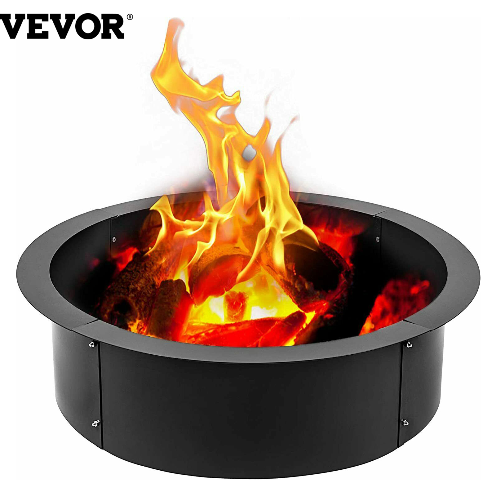 Fire Pit Ring/Liner Easy to Assemble Install Q235 Steel outside Diameter 36" 42" 45" for Outdoor Camping Fishing Barbecue