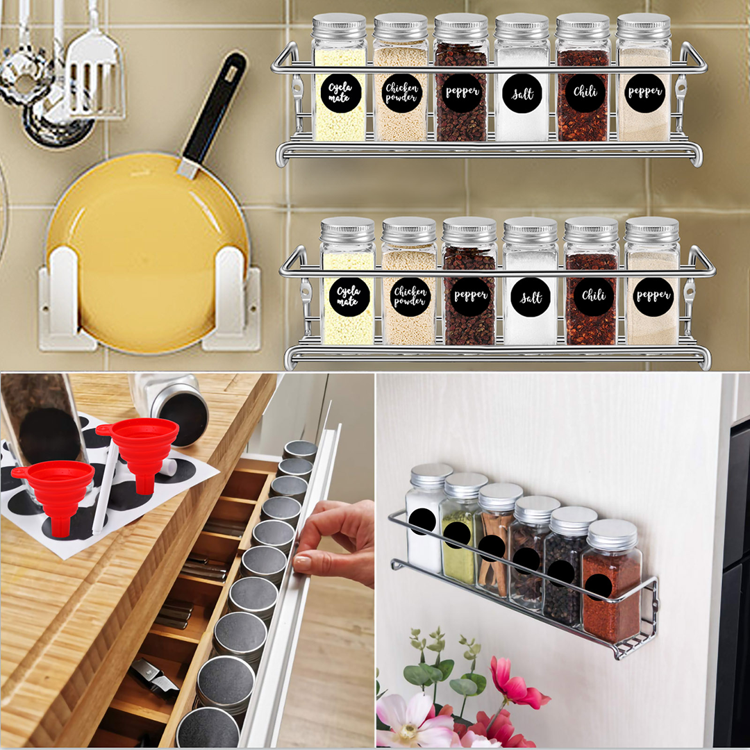 Gomaihe 25Pcs Spice Jars Organizer Kitchen Spice Rack Seasoning Pots Set Salt and Pepper Spice Tools Bottle Kitchen Gadget Sets