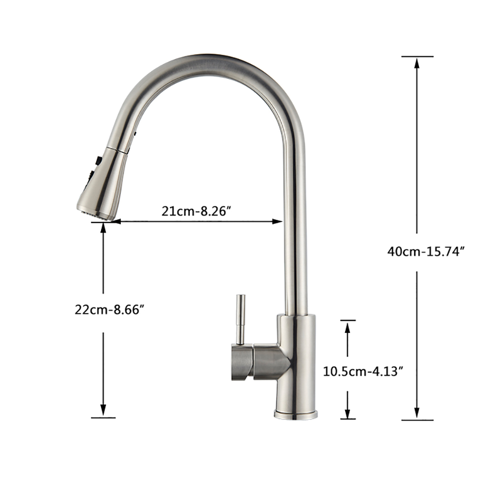 Brushed Nickel Kitchen Faucet Single Hole Pull Out Spout Kitchen Sink Mixer Tap Stream Sprayer Head Chrome/Black Mixer Tap