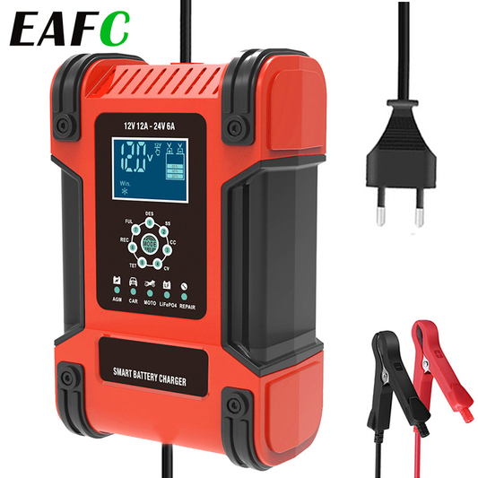 12V 12A/24V 6A Car Battery Charger 7 Stage Automatic Charging Intelligent Battery-Chargers Multiple Protection Auto Chargers